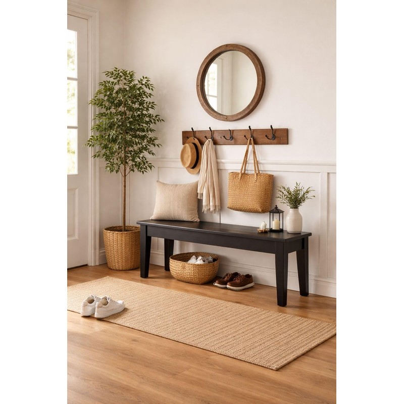 Boraam Shaker Backless Wood Bench - Black Finish