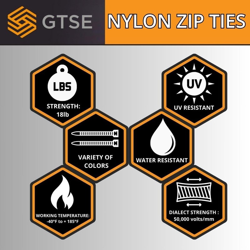 GTSE 4 Inch White/Clear Zip Ties, 100 Pack, 18lb Strength,