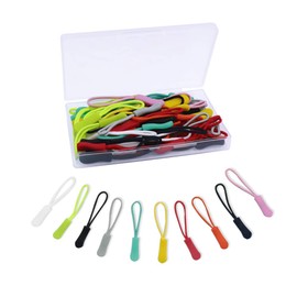 50Pcs Colorful Zipper Pull Replacement, Zipper Pulls with Transparent Box，Zipper Tags Replacement Zipper Pulls for Luggage, Purses, Handbags (Multi)