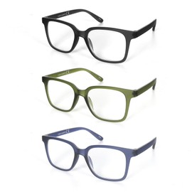 KoKoBin Reading Glasses 3 Pairs Square Eyeglasses for Women Fashion Readers Lightweight with Spring Hinge +2.0