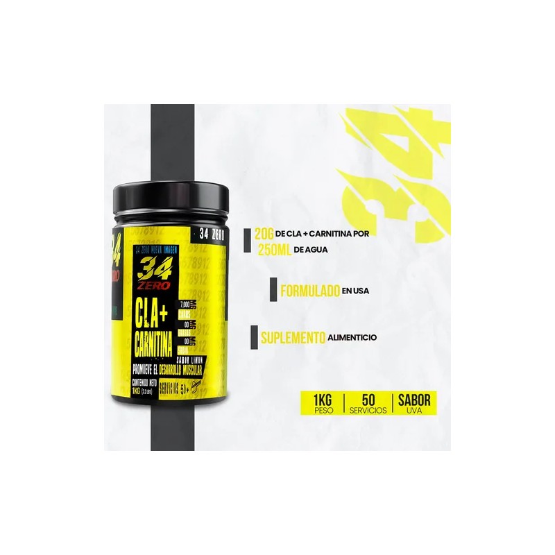 Cla Carnitina 34 Zero 1kg Varios Sabores 100servs