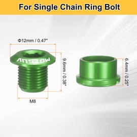 sourcing map 10pcs Single Chain Ring Bolts M8 Aluminum Alloy Bicycle Crankset Nuts Chainwheel Screw for Road Bike Mountain Bike, Green