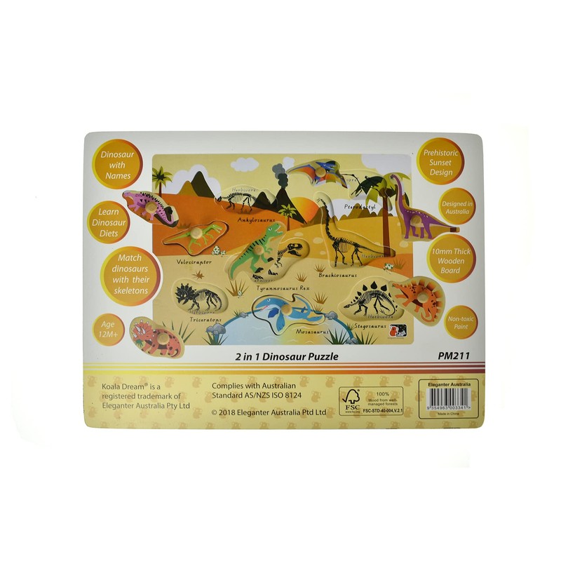 Koala Dream 2 in 1 Dinosaur Peg Puzzle
