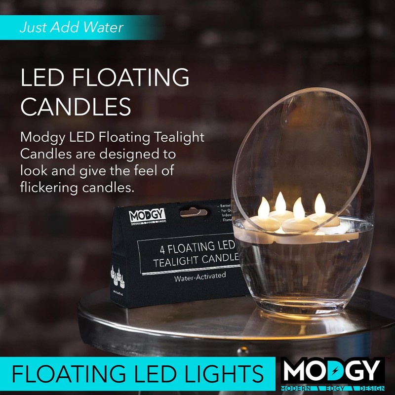 MODGY LED Floating Tealight Candles Flameless Battery Operated Flickering Light