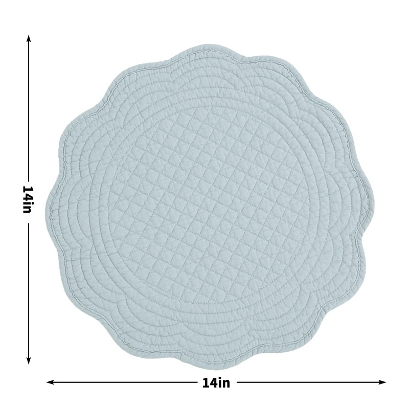 BALAPET Quilted Placemats Set of 6, 100% Cotton 14" Table