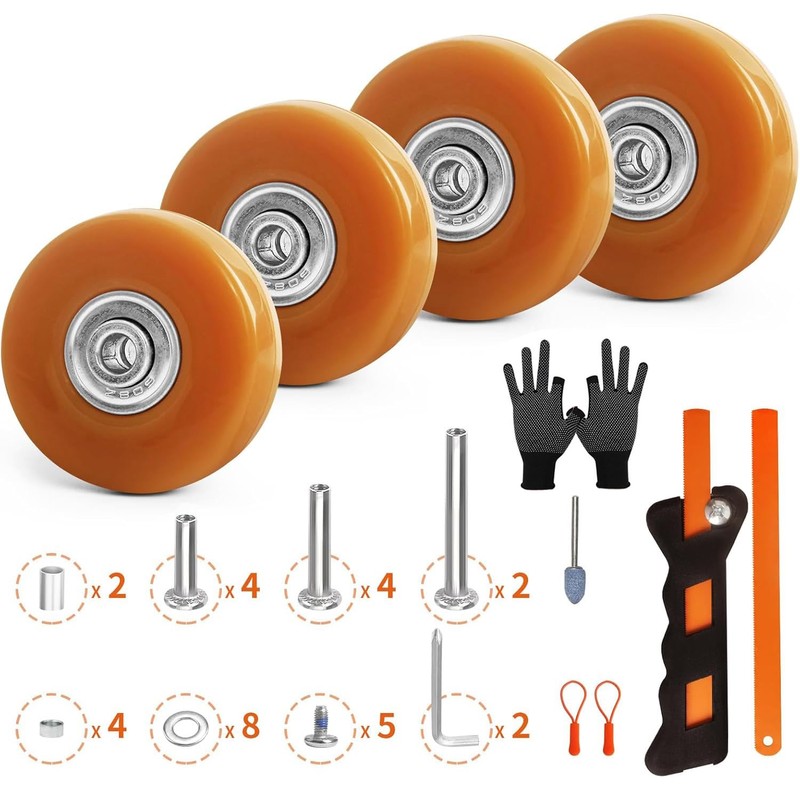 Luggage Wheels Replacement Kit 4PC Diameter 2in/50mm Thick 0.7in/18mm PU