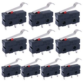 Twidec/10Pcs Mini Micro Limit Switch 5A 125 250V AC SPDT 1NO 1NC Long Hinge Semi-Circular Arc Bending Lever Arm Switch Snap Action Button Type 3 Pins KW11-3Z05