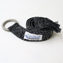 Gevard Belgium Double Ring Shaggy Belt, Double Ring Belt, Made in Japan, Casual, Medium Thick, Long, Canvas, Cloth Belt, Simple, Colorful, Striped, Men's, Women's, Unisex, Free Size, Black