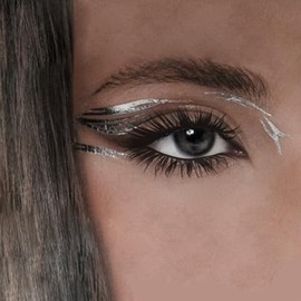 Rebel Tattoos Make up Tattoo, Eye Liner, Fake Tattoo for Parties, Unique Tattoo Eyes, Eye liner tattoo, Butterfly and Clouds,Make up Eyeliners Tattoo (Silver Eyeliner)