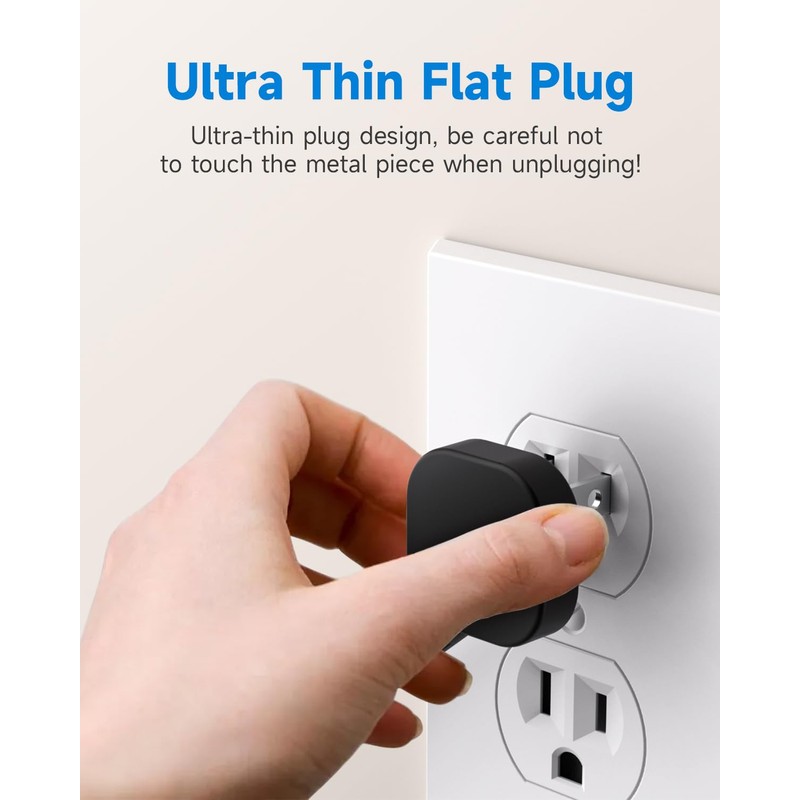 Flat Plug Short Extension Cord 1Ft Low Profile Adapter 3