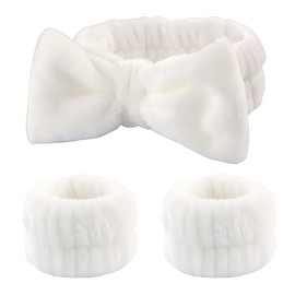 Noguez. Set Diadema y Muñequeras para Skincare Ideales para Cuidado Facial y Maquillaje, Accesorio de Cabello para Tratamientos Cosmeticos y Faciales, Spa Headband Women. (Blanco)