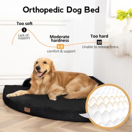 MEKIY Large Orthopedic Dog Bed with Sides XL Dog Beds with Removable Washable Cover Non-Slip Waterproof Pet Bed for Extra Large Dogs - Black XL