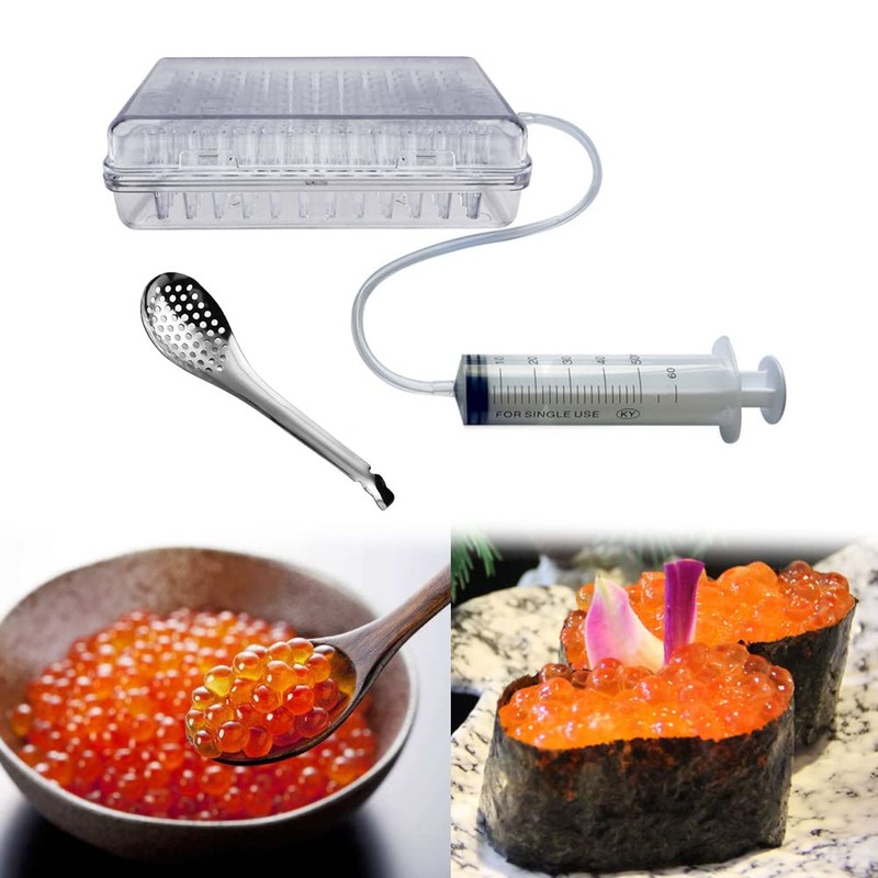 New Molecular Gastronomy Caviar Maker Kit with Caviar Spoon, 96-Hole