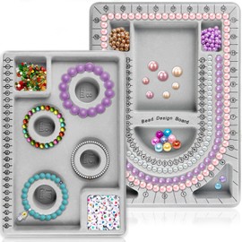 GZhaizhuan Pack of 2 Bead Board, Bead Design Board, Necklace and Bracelet Design Board for Bead Design, Weaving Tool, Bracelet, Necklace, DIY Jewellery Making
