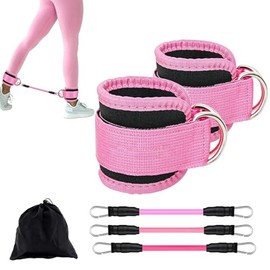 Grilletes para Tobillo Gym Mujer, 3 Ligas de Resistencia, 2 Tobilleras, Ligas de Resistencia para Ejercicio, para Entrenamiento de Fuerza en Casa o Gimnasio, para Levantamiento de Glúteos Mujeres