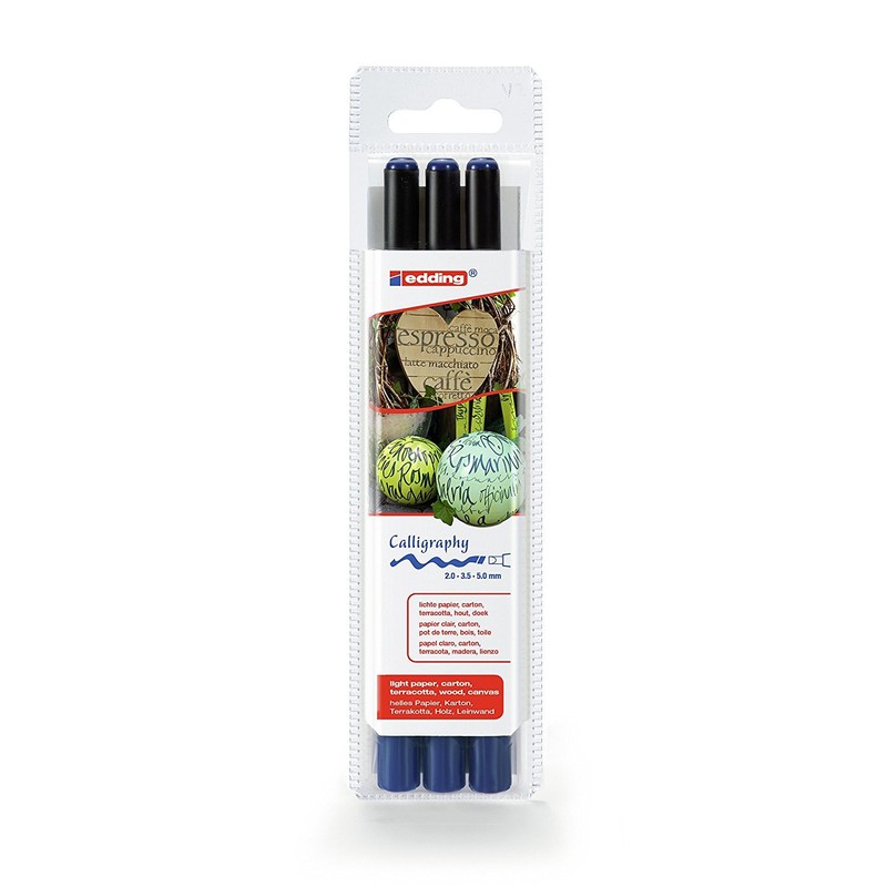 Edding 4-1255-3-001 Calligraphy Pen Case Set of 3 Black/Red/Blue