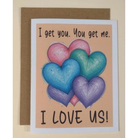 Days of Jeremiah Greetings I Love Us! You Get Me Greeting Card, 4.25" x 5.5", A2 Size, Blank Inside