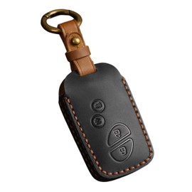 Hontumax Premium Leather 4-Button Key Fob Cover Case for Lexus ES350 GS300 GS350 GS450h GS460 IS250 IS350 LS460 LS600h GS450 ISC GX460 GX470 LX570 RX350 RX450 (Black)