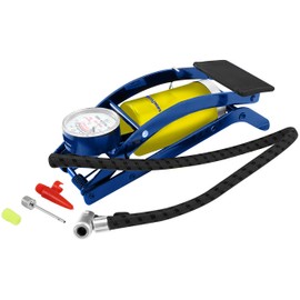 Goodyear Heavy Duty Single Barrel Foot Pump for Camping| Suitable for inflating tyres, sports equipment, camping accessories|Easily read pressure gauge|Thumb lock lever with valve connector