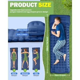 Rantizon Self Inflating Camping Mat, 2025 Upgraded Version Portable Ultralight Sleeping Camping Mat Inflatable Waterproof Camping Mattress with Pillow Sleeping Mat for Outdoor Backpacking Hiking