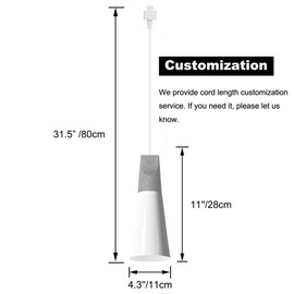 Kiven H-Type Track Lighting Pendants with φ4.3in Iron Lampshade, 1-Light h Track Pendant Lights, Modern H Track Light Pedant for Kitchen Restaurant Hallway, White