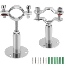 Kyuionty 2 Pcs Wall Mount Ceiling Mount Pipe Support, Stainless Steel Adjustable Pipe Bracket Clamp Pipe Straps for Pipe Tube, Dia. 32mm (Fit for 1 inch Pipe)