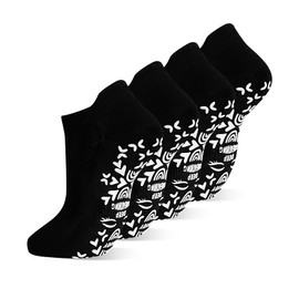 SkiBeaut Pilates Non Slip Socks, 4 Pairs, Women Yoga Grips Anti Skid Sticky Hospital Floor Barre Socks with Grippers, US Women Size 8-10