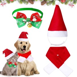 Christmas Dog Costume, Dog Cat Christmas Hat, Pet Adjustable Christmas Hat, Dog Christmas Costume, Christmas Cat Costume, Dog Costume, Christmas Hat, Bow Tie, Collar Neckerchief