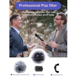 YOUSHARES DJI Mic Mini Wind Muff - Pop Filter Furry Microphone Windscreen for DJI Mini Wireless Lavalier Microphone for Record Interview（2Pcs / Black & White）