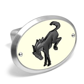 iPick Image for Ford New Bronco 3D Black Logo Night Glow Luminescent Oval Billet Aluminum 2 inch Tow Hitch Cover