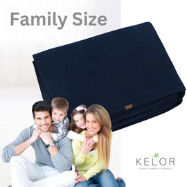 K E L O R Family Size Viscose derived from Bamboo Wool Blanket - 96" x 63", Soft, Breathable, Lightweight, Stretchy, Washable, Great for Traveling (Summit Blue Twist)