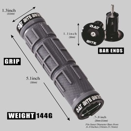 Bat Bite Bike Co. Mountain Bike Handlebar Grips with Alloy Bar End, Double Lock-on MTB Grips, Anti-Slip Bicycle Handle Grips, Comfortable Locking Grip for BMX, Beach Cruiser, E-Bike, Scooter