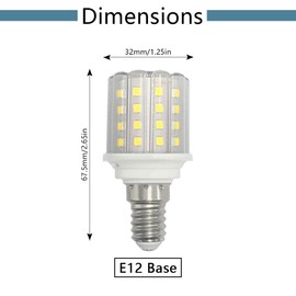 E12 LED Corn Light Bulbs,5W Cool White 6000K, Equivalent to 60W E12 Halogen Bulbs,AC 85-265V, 360° Beam Angle,Small Edison Screw SES LED Corn Lamp, Not Dimmable, Pack of 8