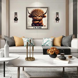 NWQZBYHT Cow Diamond Art Kits for Adults, 5D Animal Diamond Painting Kits for Beginner,DIY Highland Cow Round Full Drill Diamond Dots Painting,Gem Art for Adults Crafts Home Wall Decor 12x12 Inch