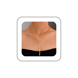 Inilbran Boho Layered Star Pendant Necklace Vintage Star Y Lariat Necklace Gold Star Choker Necklace Cluster Star Ball Chain Necklace Jewelry For Women and Girls