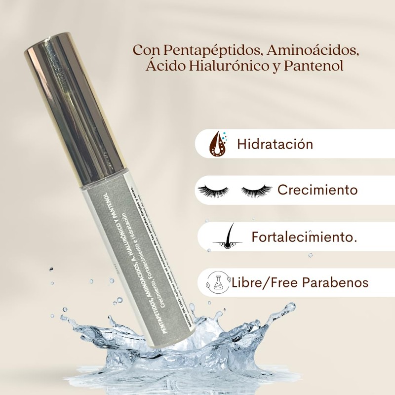 Serum Para Pestañas, Con Pentapéptidos, Aminoácidos, Ácido Hialurónico y Pantenol.