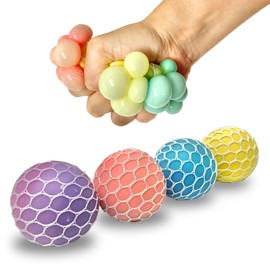 Nigitetsu Rainbow Stress Reliever Grape Balls Stress Reliever Color Changing When You Squeeze Pressure Reducing Goods Mesh Balls (Set of 4)
