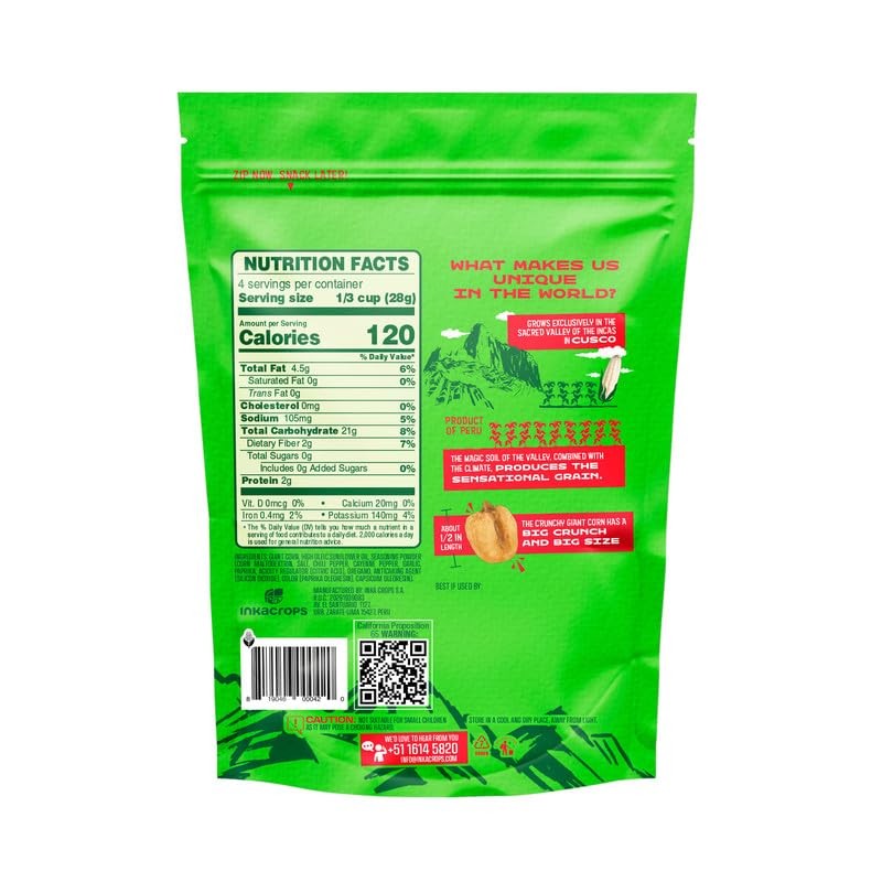 Inka Corn Gluten Free Roasted Giant Corn Chile Picante flavored,