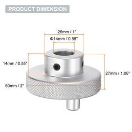 HARFINGTON Aluminum Alloy Handwheel 50mm OD 14mm Bore Lathe Hand Wheel with Rotate Handle Aluminum Milling Machine Handle with Wrench and 2pcs Screws for Milling Machine Lathe, Silver Tone