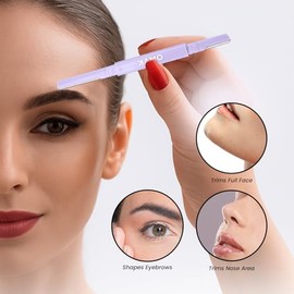 Generic Maquinilla de afeitar facial de doble punta para mujer  Herramienta para cejas y dermaplaning  Paquete de 6  12 cuchillas de acero inoxidable 