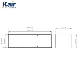 Kair Rectangular Straight Connector 204mm x 60mm Flat Pipe Joint