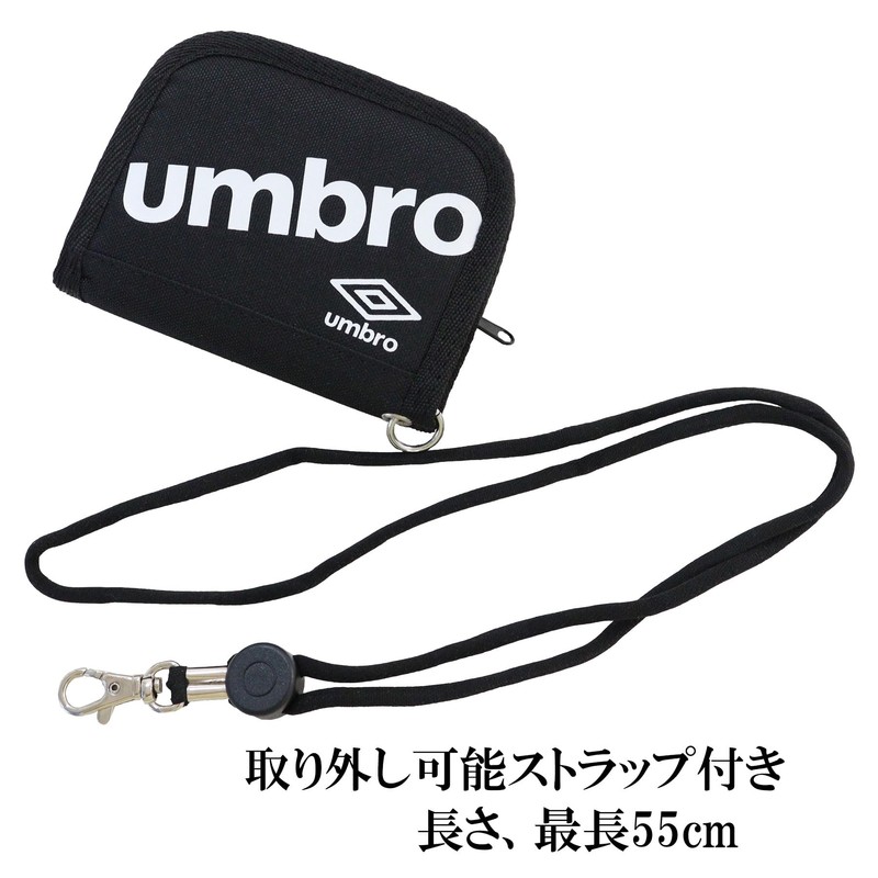 Umbro Bi-fold Wallet with Diagonal Logo Polyester Shoulder Strap Black,