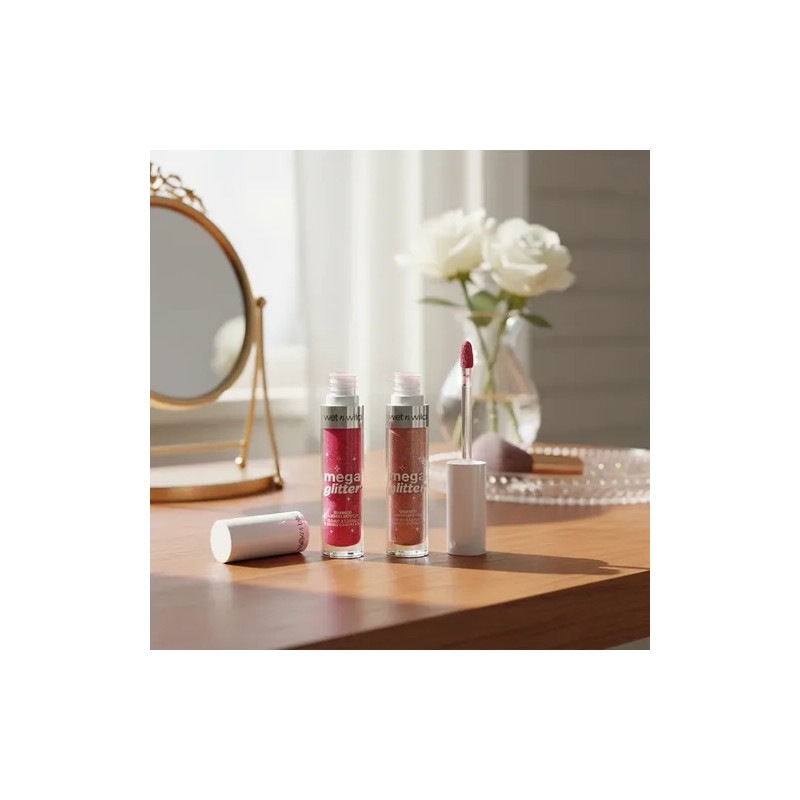 Labial Líquido Con Brillo Mega Glitter Shimmer Kit 2 Piezas