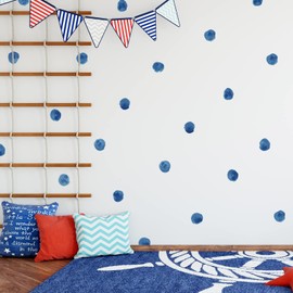 ROFARSO 120 Decals 2.2'' Sea ​​Blue Watercolor Polka Dots Wall Decals Stickers DIY Removable Peel & Stick Wall Art Decorations Home Decor for Nursery Bedroom Living Room Playing Room