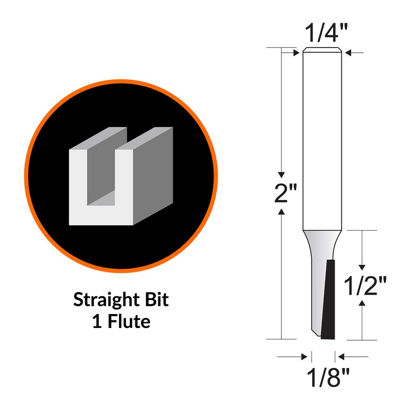 WEN RB001SF 1/8 in. Straight 1-Flute Carbide-Tipped Router Bit with