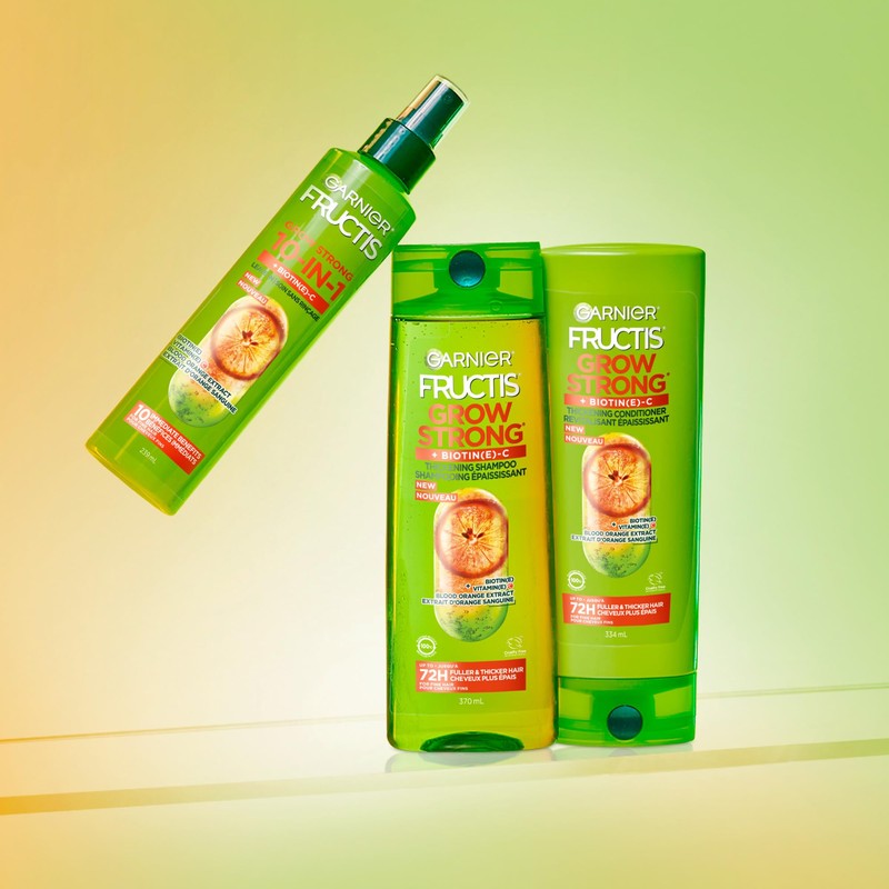 Garnier Fructis Grow Strong Biotin Shampoo for Thicker Hair, with