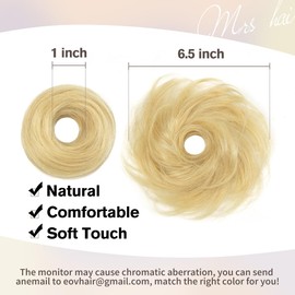 isheeny Messy Bun Hair Piece Blonde 100% Real Human Hair Tousled Updo Extension Natural Curly Messy Bun with Elastic Band Hair Bun Hair Piece Ponytail Extensions for Women