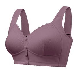 Bras for Women No Underwire Front Closure Bra Push Up Full Coverage Everyday Bras,Purple,38C