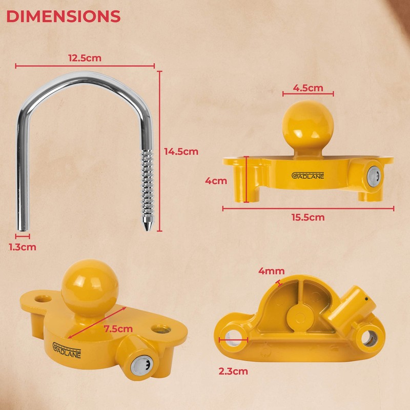 GADLANE Trailer Hitch Lock - Robust Caravan Hitch Lock with