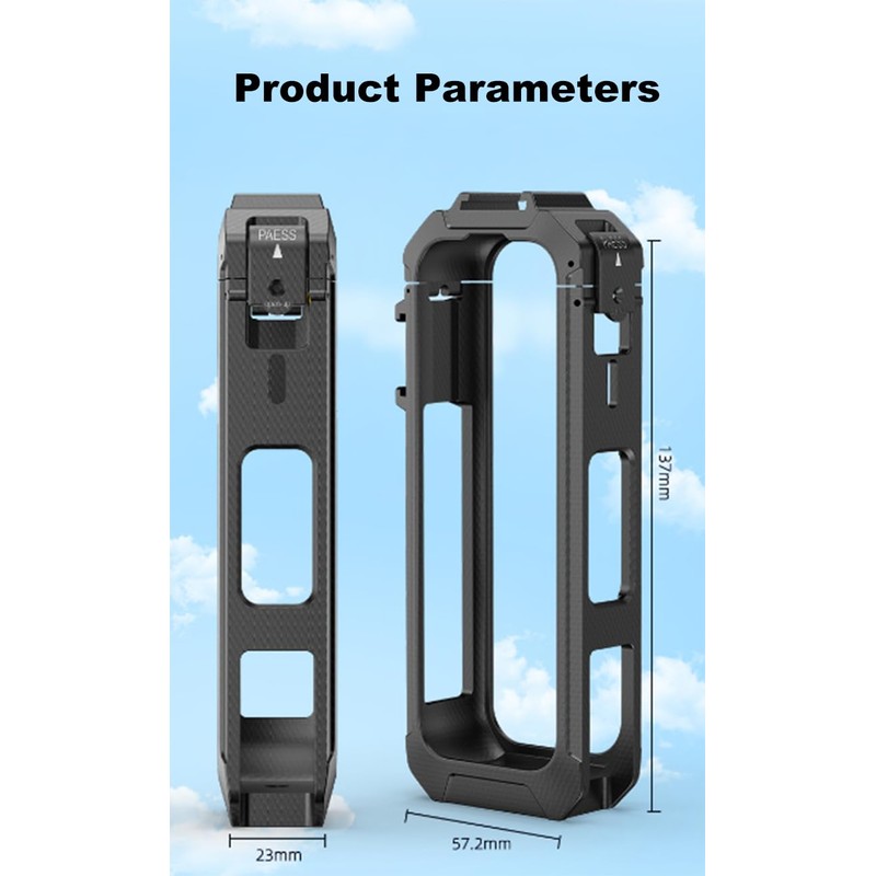 Camera Cage for Insta.360 X5, Magnetic Quick-Release Frame with Side-Window